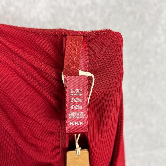 SKIMS Brick Red Soft Lounge Ribbed Ruched Long Maxi Skirt Size Medium - Picture 9 of 9